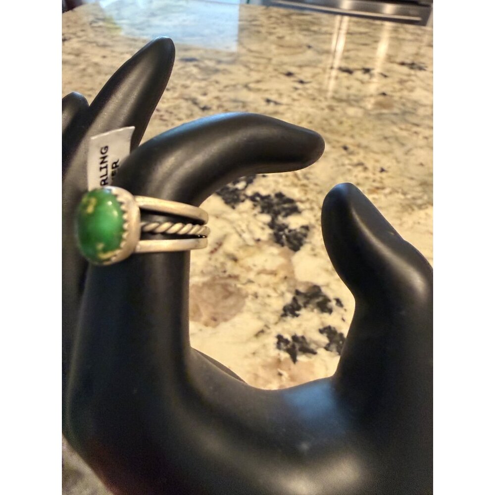 Sterling Silver Sonoran Gold Turquoise Oval Ring Adjustable Band Handcrafted Nwt - Picture 2 of 9